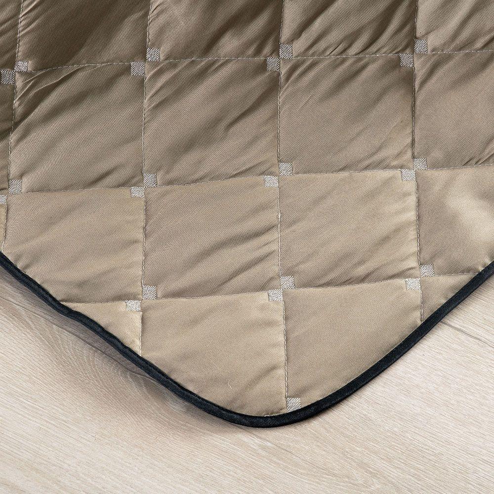 Kit 7 Pçs Cobre Leito Casal Padrão Renove Hipercal 400 Fios Dupla Face Bordado Cáqui E Preto - 8