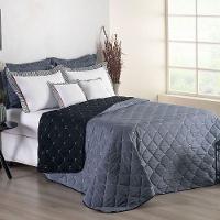 Kit 7 Pçs Cobre Leito Casal Queen Renove Hipercal 400 Fios Dupla Face Bordado Cinza E Preto - 3