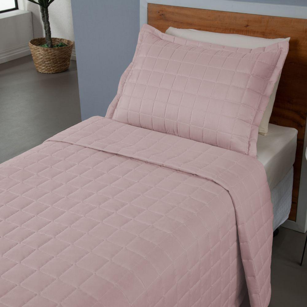 Kit Cobre Leito Matelado Dupla Face Soft 2 Peças Solteiro 100% Poliéster Cor:rosê - 3
