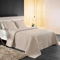 Cobre Leito King Agata Bordado Micropercal 200 Fios 3 Peças - Cáqui - 3