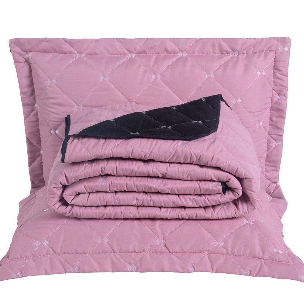 Kit 7 Pçs Cobre Leito Casal Queen Renove Hipercal 400 Fios Dupla Face Bordado Preto E Rosê - 9