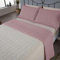 Kit Cobre Leito Matelado Dupla Face Sherpa De Carneiro 3 Peças Queen 80% Algodão - 20% Poliéster Percal 180 Fios Cor:ros - 3