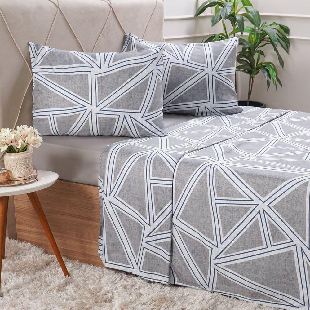 Jogo De Cama Queen Cotton Touch 4 Peças 158x198x35cm Concrete - 1