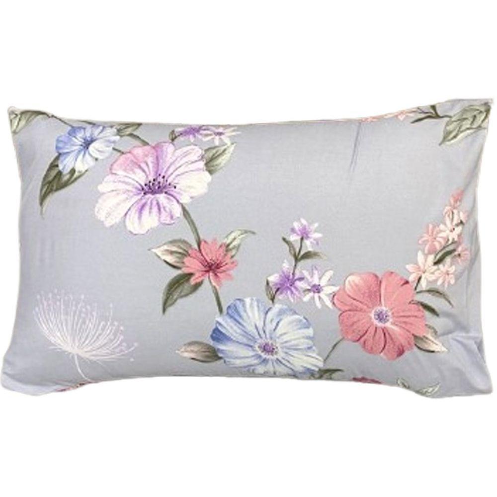 Jogo De Fronha Microfibra Estampada 47x70cm Lilás Flores - 1