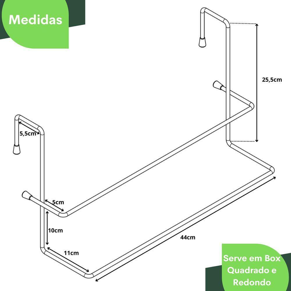 Suporte Toalha Box Porta Toalha Duplo Banheiro Cromado Arm - 6
