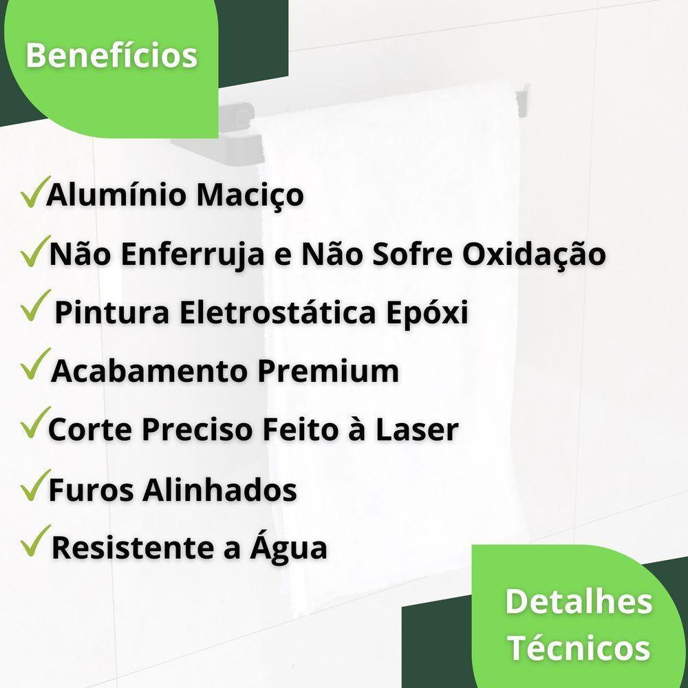 Suporte Para Toalha De Rosto Banheiro De Parede Preto Zmt - 6
