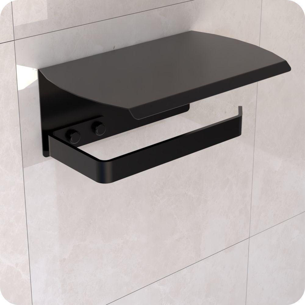 Porta Papel Higiênico De Parede Preto Com Tampa Zmt - 1