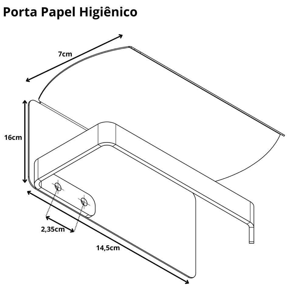 Porta Papel Higiênico De Parede Preto Com Tampa Zmt - 2