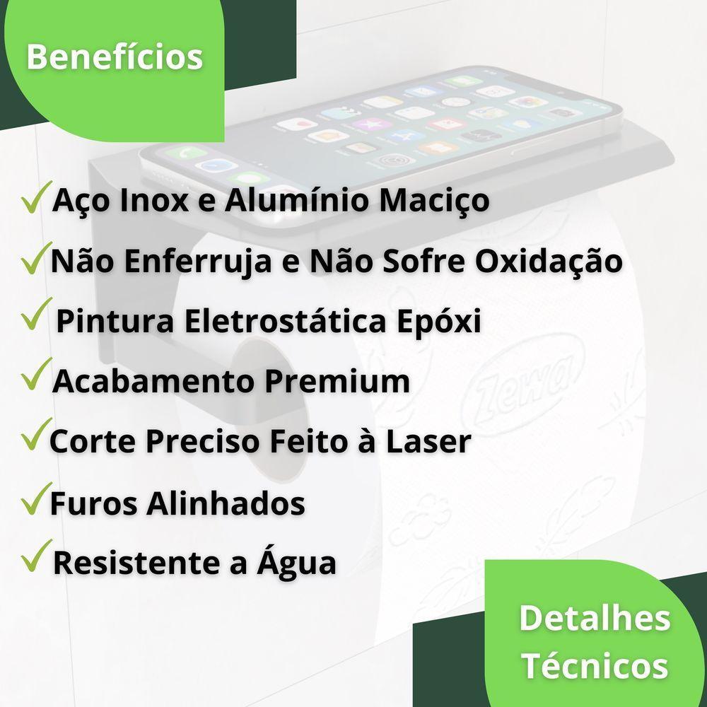 Porta Papel Higiênico De Parede Preto Com Tampa Zmt - 3