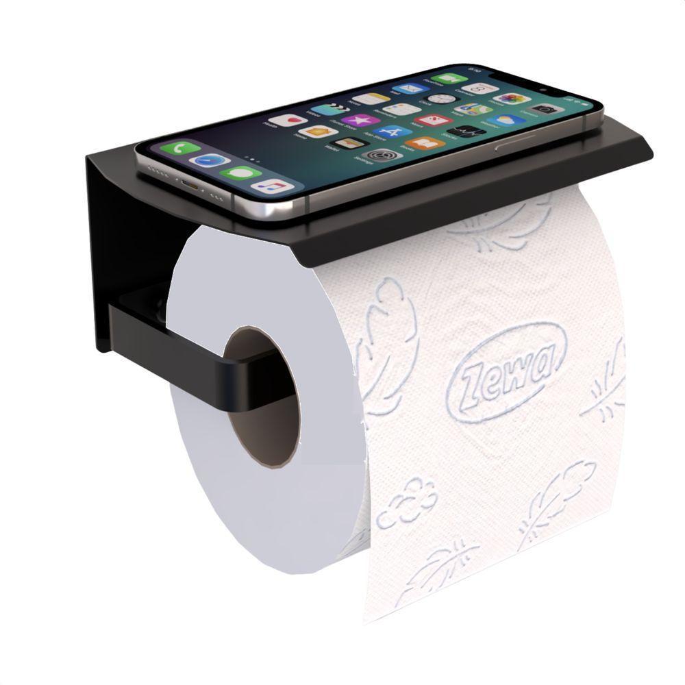 Porta Papel Higiênico De Parede Preto Com Tampa Zmt - 4
