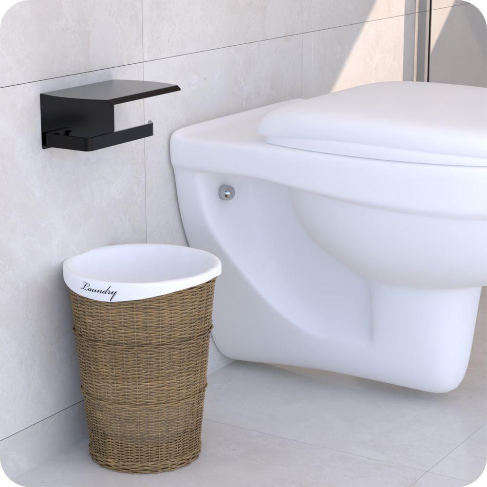 Porta Papel Higiênico De Parede Preto Com Tampa Zmt - 5