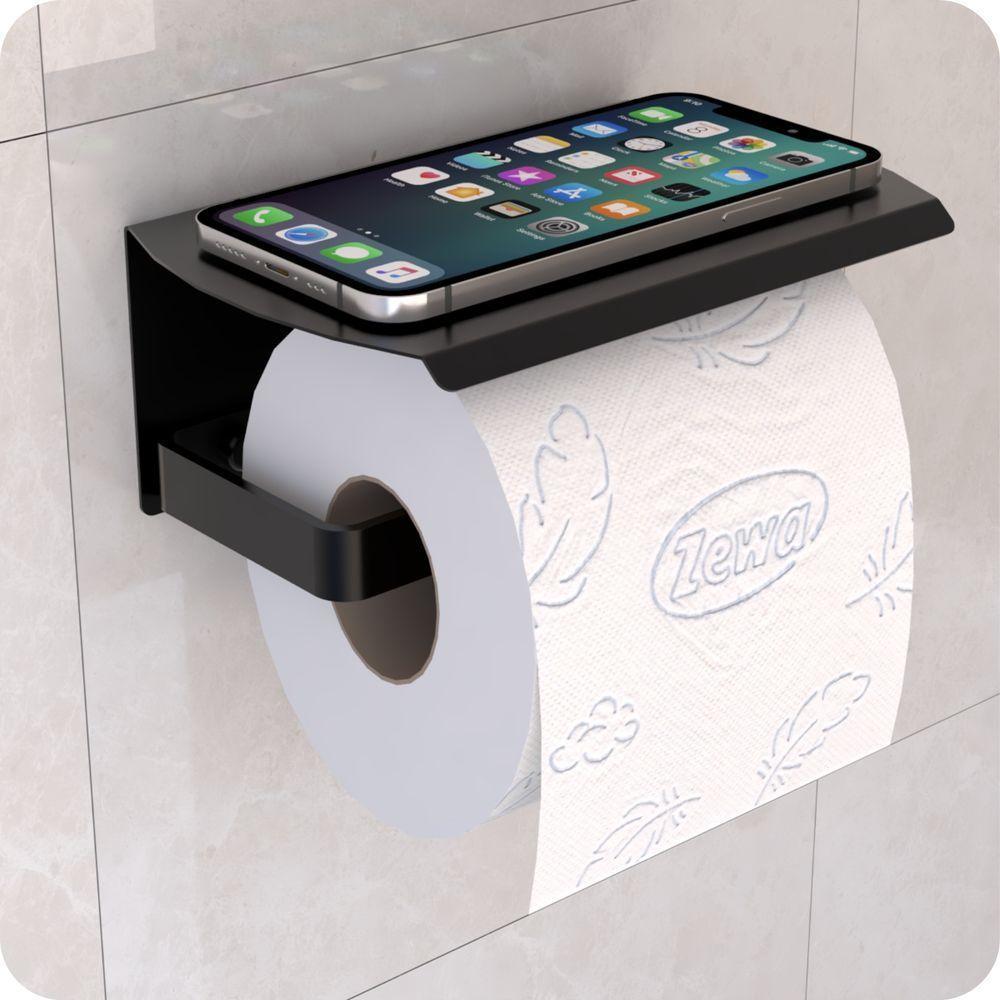 Porta Papel Higiênico De Parede Preto Com Tampa Zmt - 7