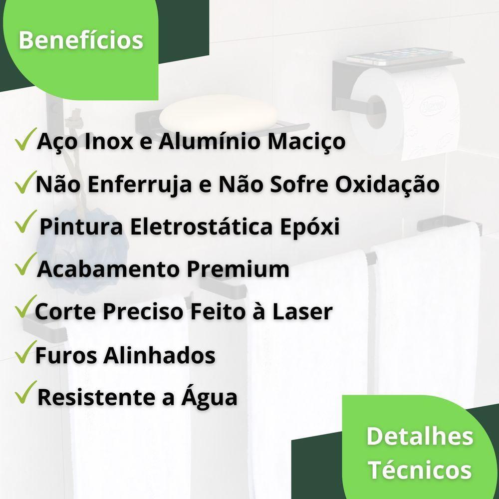 Kit Acessórios Para Banheiro Preto Fosco 6 Peças Zmt - 3