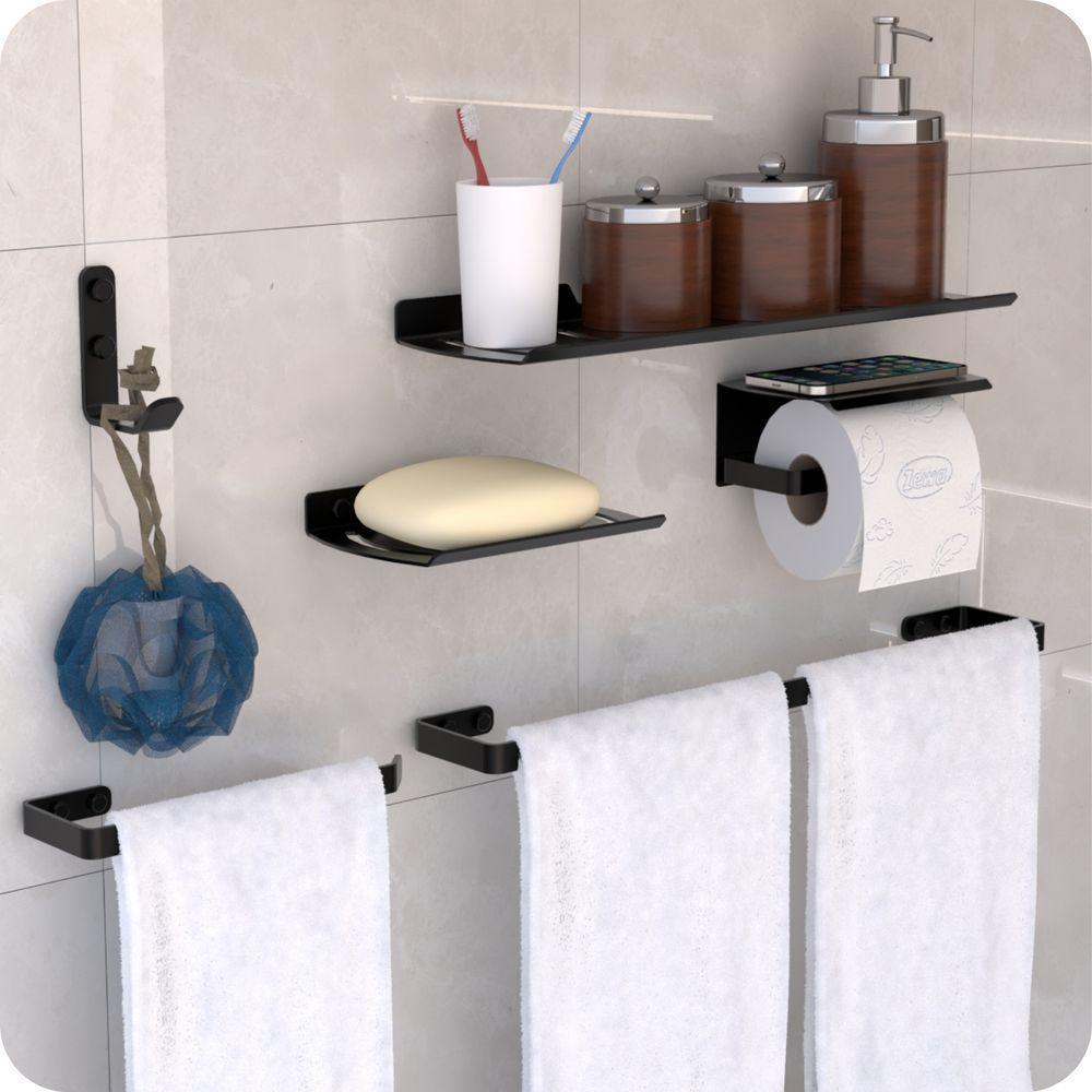 Kit Acessórios Para Banheiro Preto Fosco 6 Peças Zmt - 7
