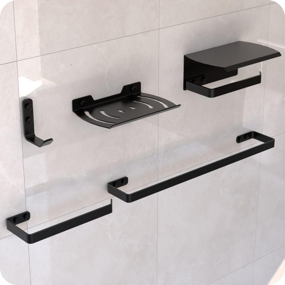 Kit Acessórios Para Banheiro Preto Fosco 5 Peças Zmt - 1