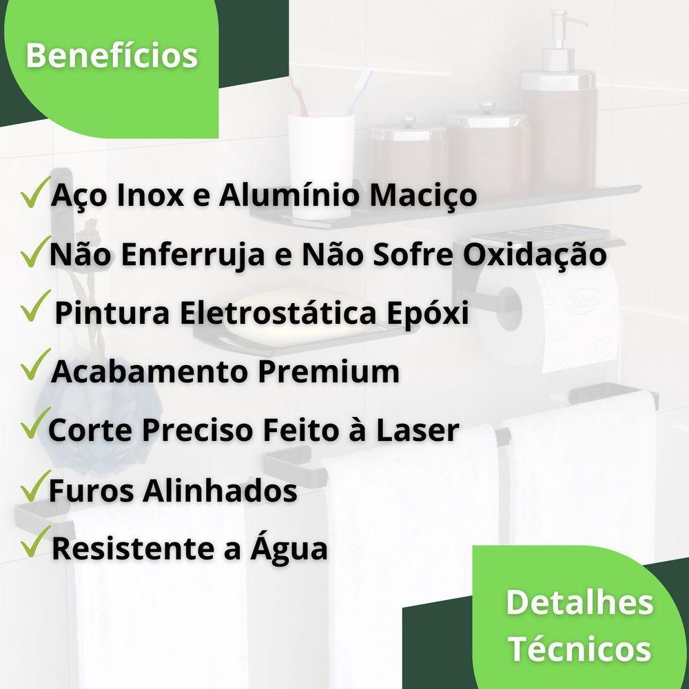 Kit Acessórios Para Banheiro Preto Fosco 5 Peças Zmt - 3