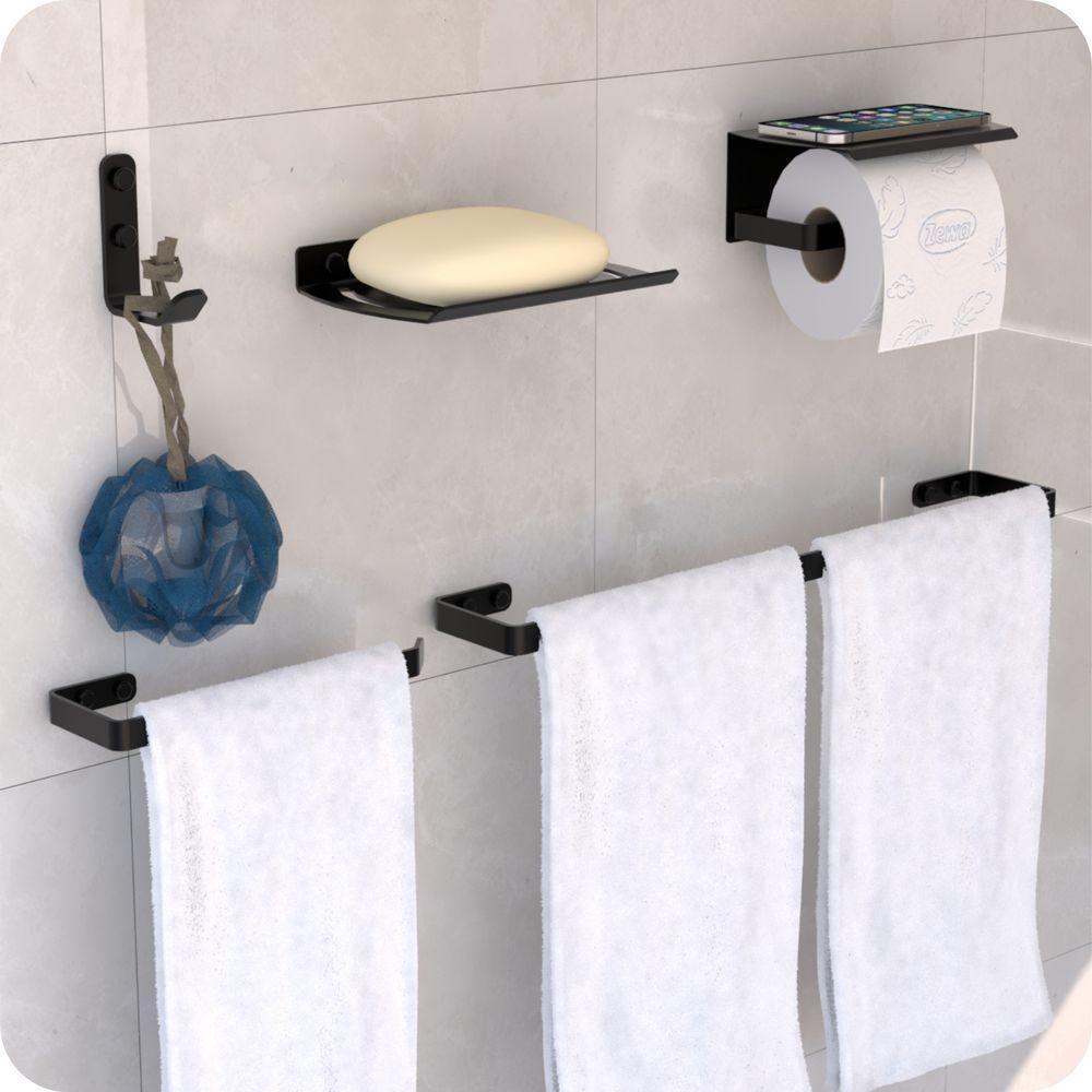 Kit Acessórios Para Banheiro Preto Fosco 5 Peças Zmt - 7