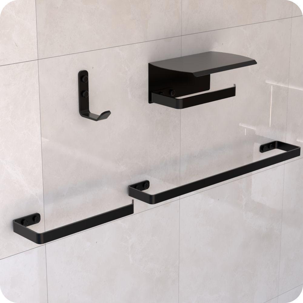 Kit Acessórios Para Banheiro Preto Fosco 4 Peças Zmt - 1