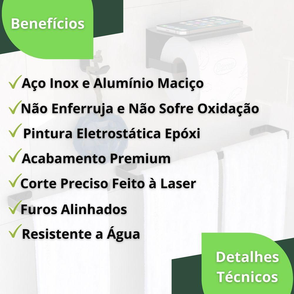 Kit Acessórios Para Banheiro Preto Fosco 4 Peças Zmt - 3