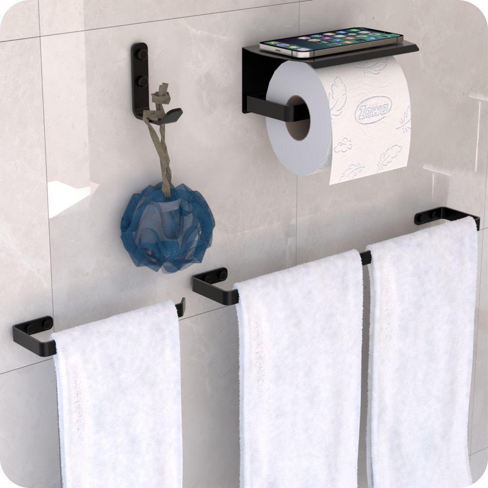 Kit Acessórios Para Banheiro Preto Fosco 4 Peças Zmt - 7