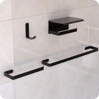 Kit Acessórios Para Banheiro Preto Fosco 4 Peças Zmt - 1