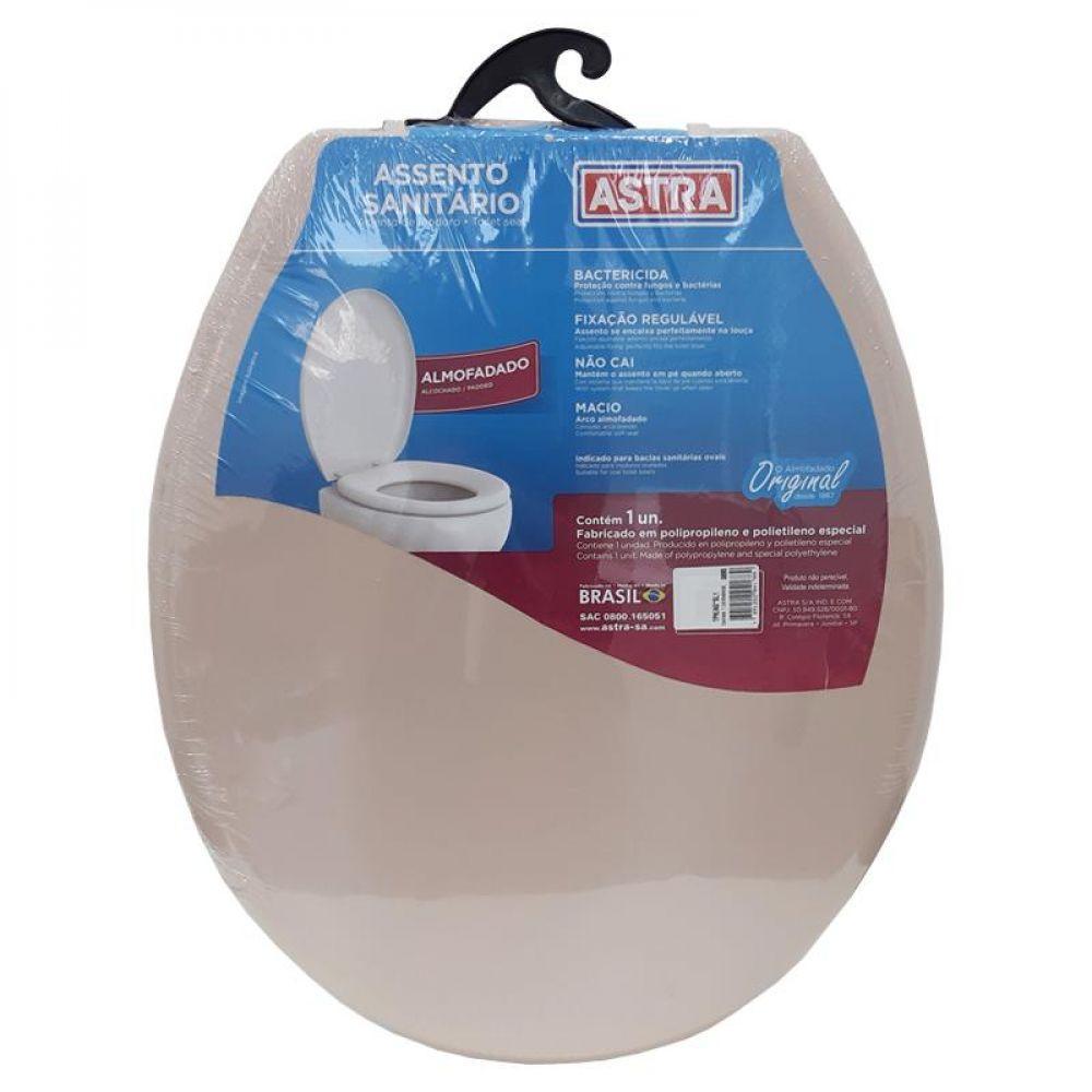 Assento Sanitário Almofadado Astra Oval Universal Bege Claro - 1