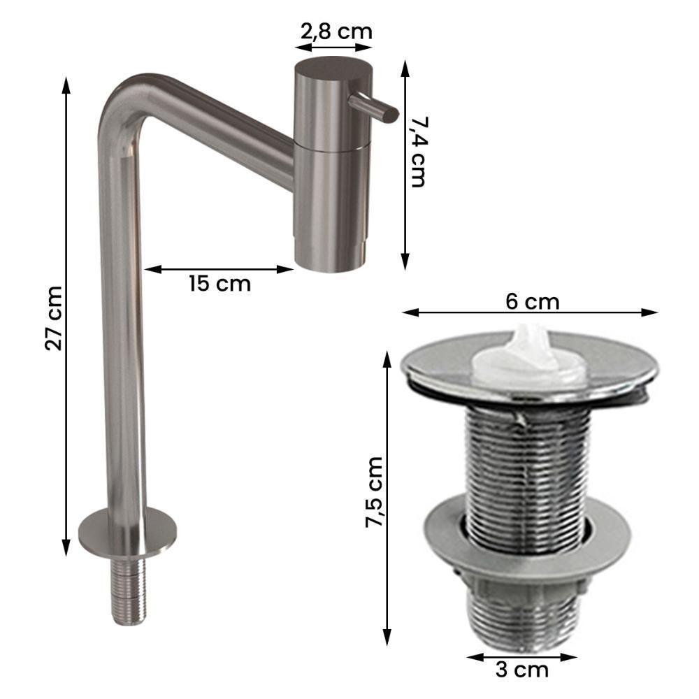 Cuba Oregon Cimento Com Torneira Inox E Válvula Oculta Cimento - 3
