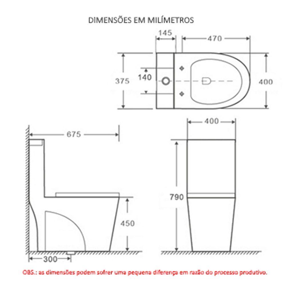 Vaso Sanitário Caixa Acoplada Monobloco Smart Plus - 2