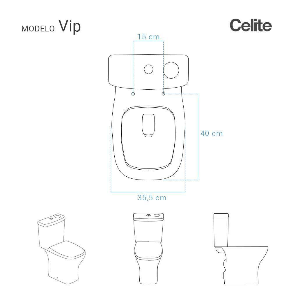 Tampa De Vaso Poliéster Vip Branco Para Bacia Celite Com Ferragem Dourada - 3