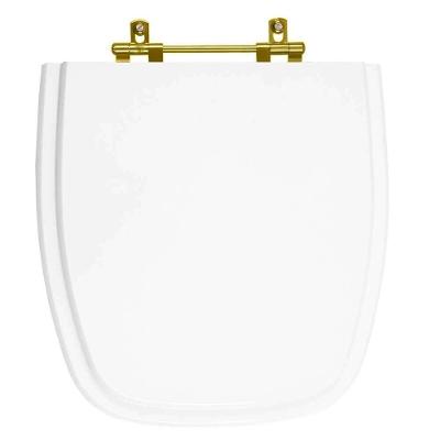 Tampa De Vaso Poliéster Versato Branco Para Bacia Celite Com Ferragem Dourada