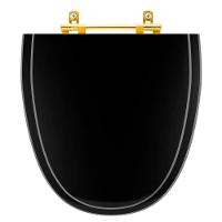 Tampa De Vaso Laqueado Aloha Preto Para Bacia Celite Com Ferragem Dourada - 1