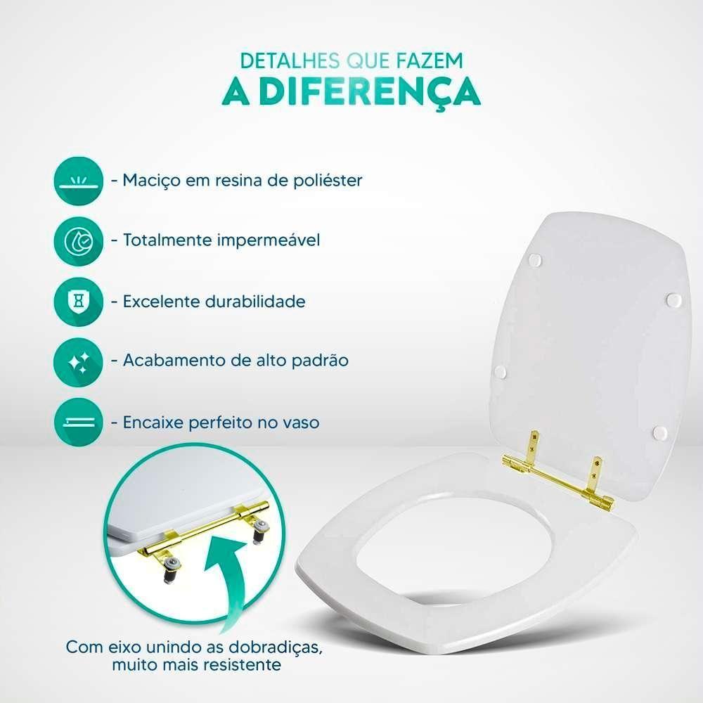 Tampa De Vaso Poliéster Thema Bone Para Bacia Incepa Com Ferragem Dourada - 4
