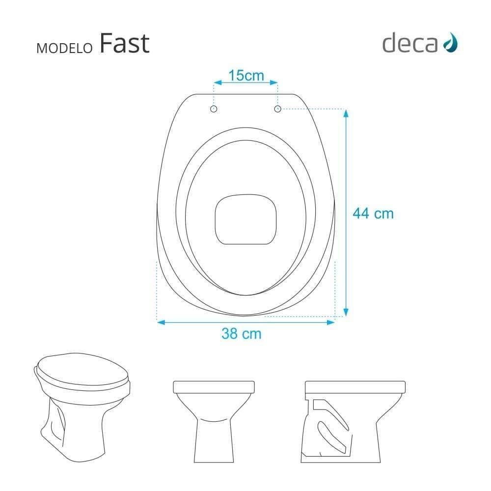 Tampa De Vaso Laqueado Fast Creme Para Bacia Deca Com Ferragem Dourada - 2