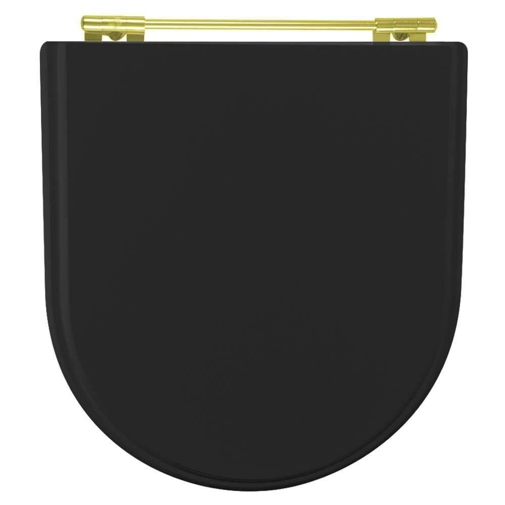 Tampa De Vaso Laqueado Calypso Preto Para Bacia Incepa Com Ferragem Dourada - 1