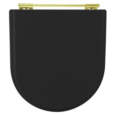 Tampa De Vaso Laqueado Calypso Preto Para Bacia Incepa Com Ferragem Dourada