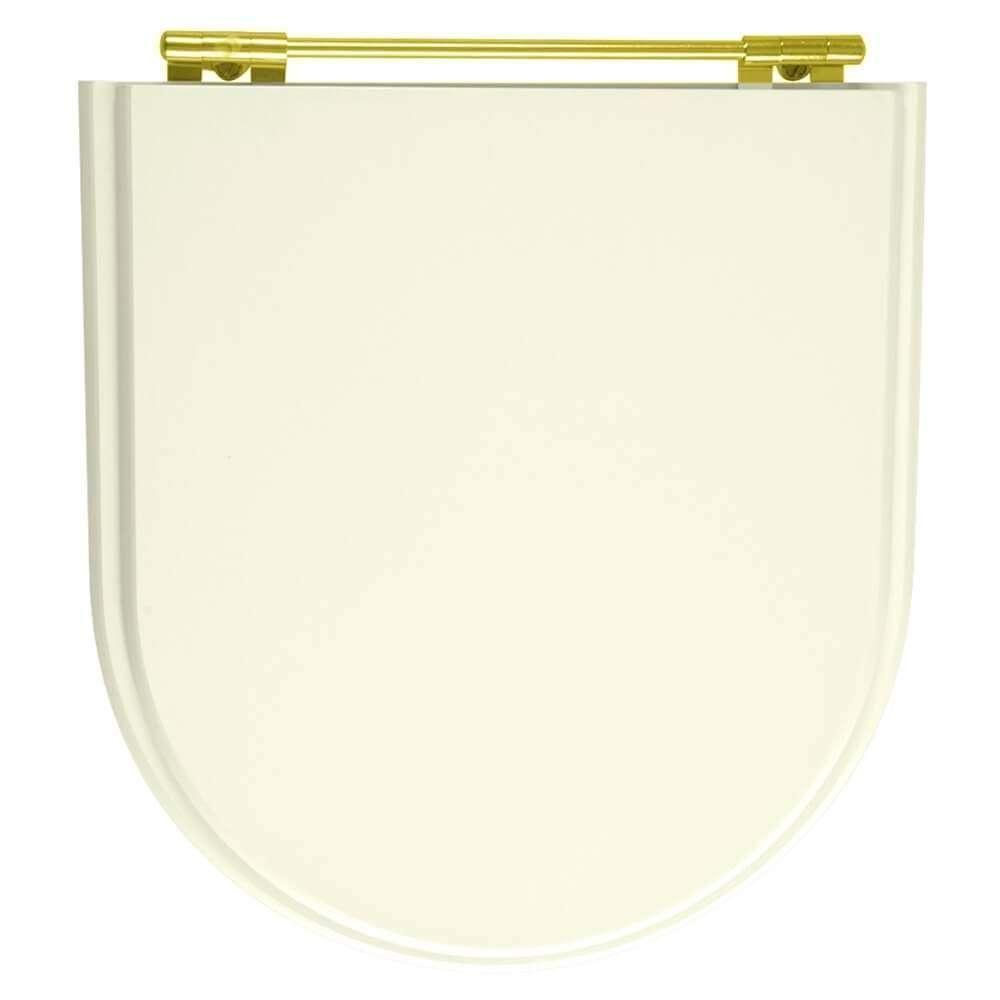 Tampa De Vaso Laqueado Calypso Biscuit Para Bacia Incepa Com Ferragem Dourada - 1