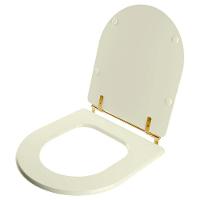 Tampa De Vaso Laqueado Calypso Biscuit Para Bacia Incepa Com Ferragem Dourada - 3