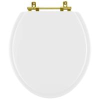 Tampa De Vaso Laqueado Uni Branco Para Bacia Celite Com Ferragem Dourada - 1