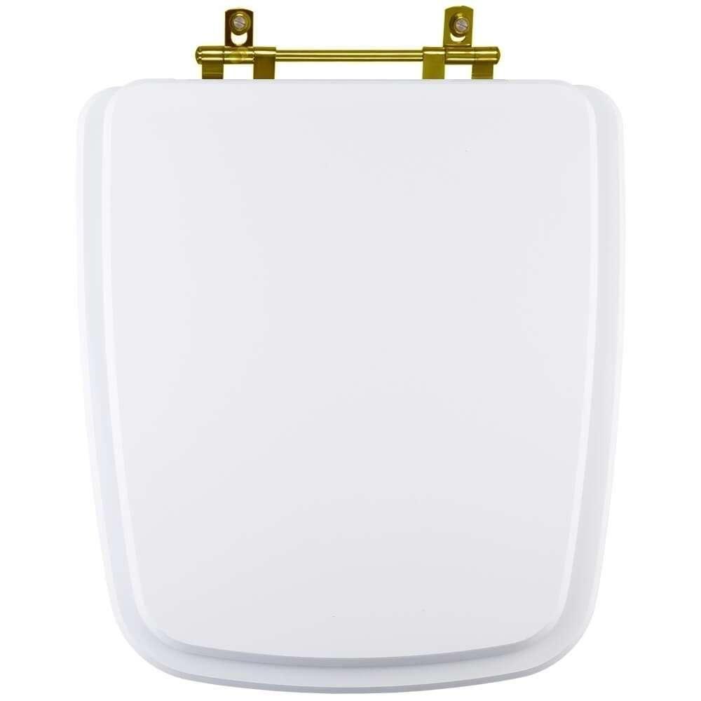 Tampa De Vaso Laqueado Suite Branco Para Bacia Incepa Com Ferragem Dourada - 1