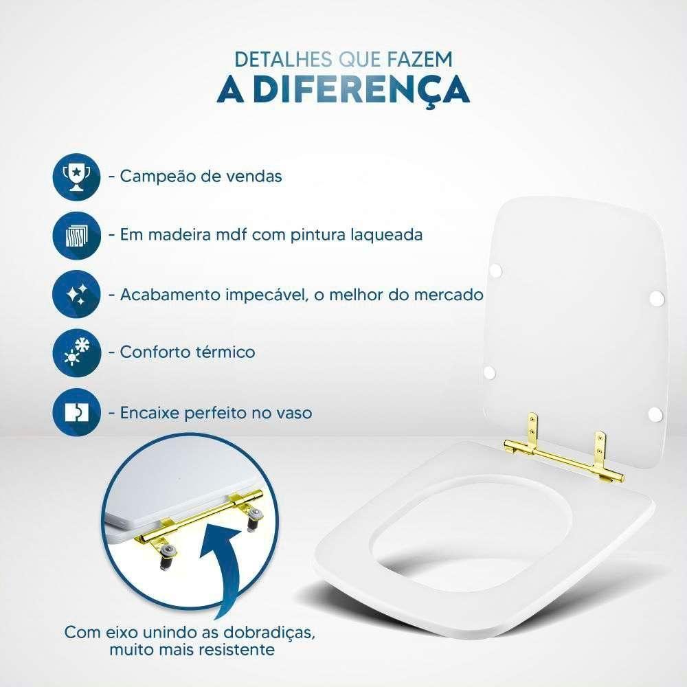 Tampa De Vaso Laqueado Suite Branco Para Bacia Incepa Com Ferragem Dourada - 5