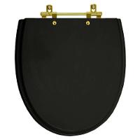 Tampa De Vaso Laqueado Eros Preto Para Bacia Incepa Com Ferragem Dourada - 1