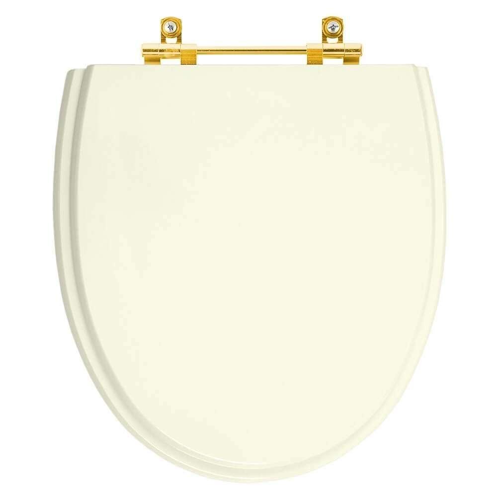 Tampa De Vaso Laqueado Eros Biscuit Para Bacia Incepa Com Ferragem Dourada - 1