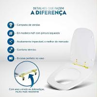 Tampa De Vaso Laqueado Monte Carlo Amendoa Para Bacia Deca Com Ferragem Dourada