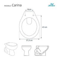 Tampa De Vaso Poliéster Carina Bone Para Bacia Ideal Standard Com Ferragem Dourada - 3