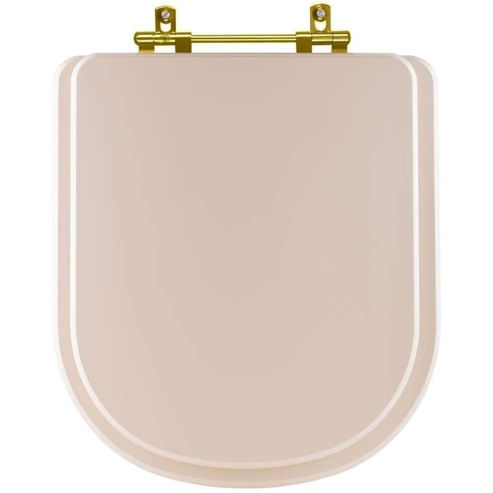 Tampa De Vaso Laqueado Vogue Plus Amendoa Para Bacia Deca Com Ferragem Dourada - 1
