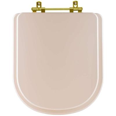 Tampa De Vaso Laqueado Vogue Plus Amendoa Para Bacia Deca Com Ferragem Dourada
