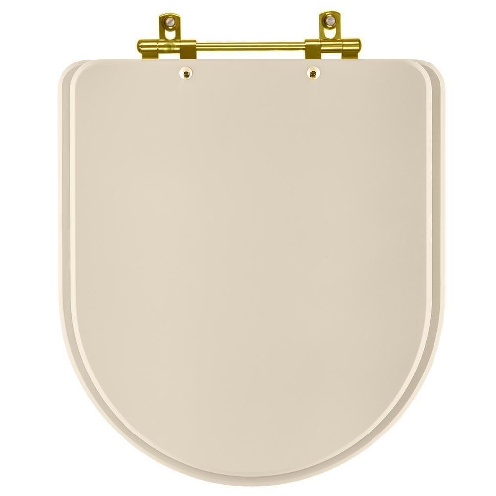 Tampa De Vaso Poliéster Carrara Amendoa Para Bacia Deca Com Ferragem Dourada - 1