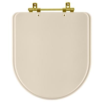 Tampa De Vaso Poliéster Carrara Amendoa Para Bacia Deca Com Ferragem Dourada