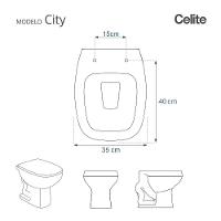 Tampa De Vaso Poliéster City Branco Para Bacia Celite Com Ferragem Dourada