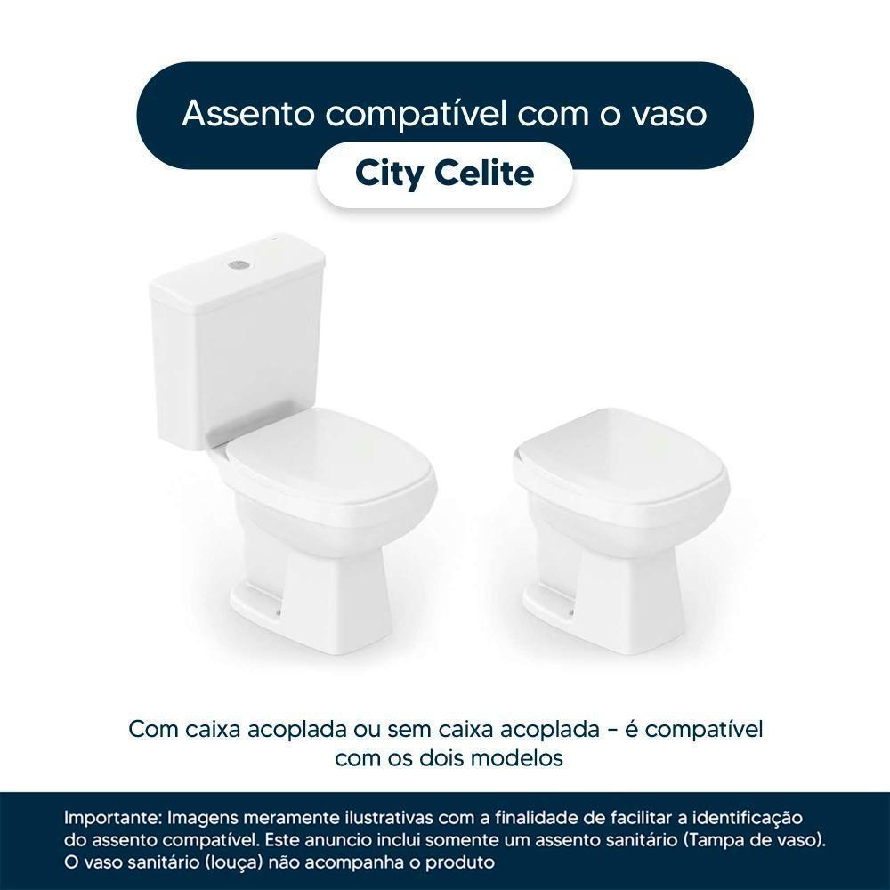 Tampa De Vaso Poliéster City Preto Para Bacia Celite Com Ferragem Dourada - 3